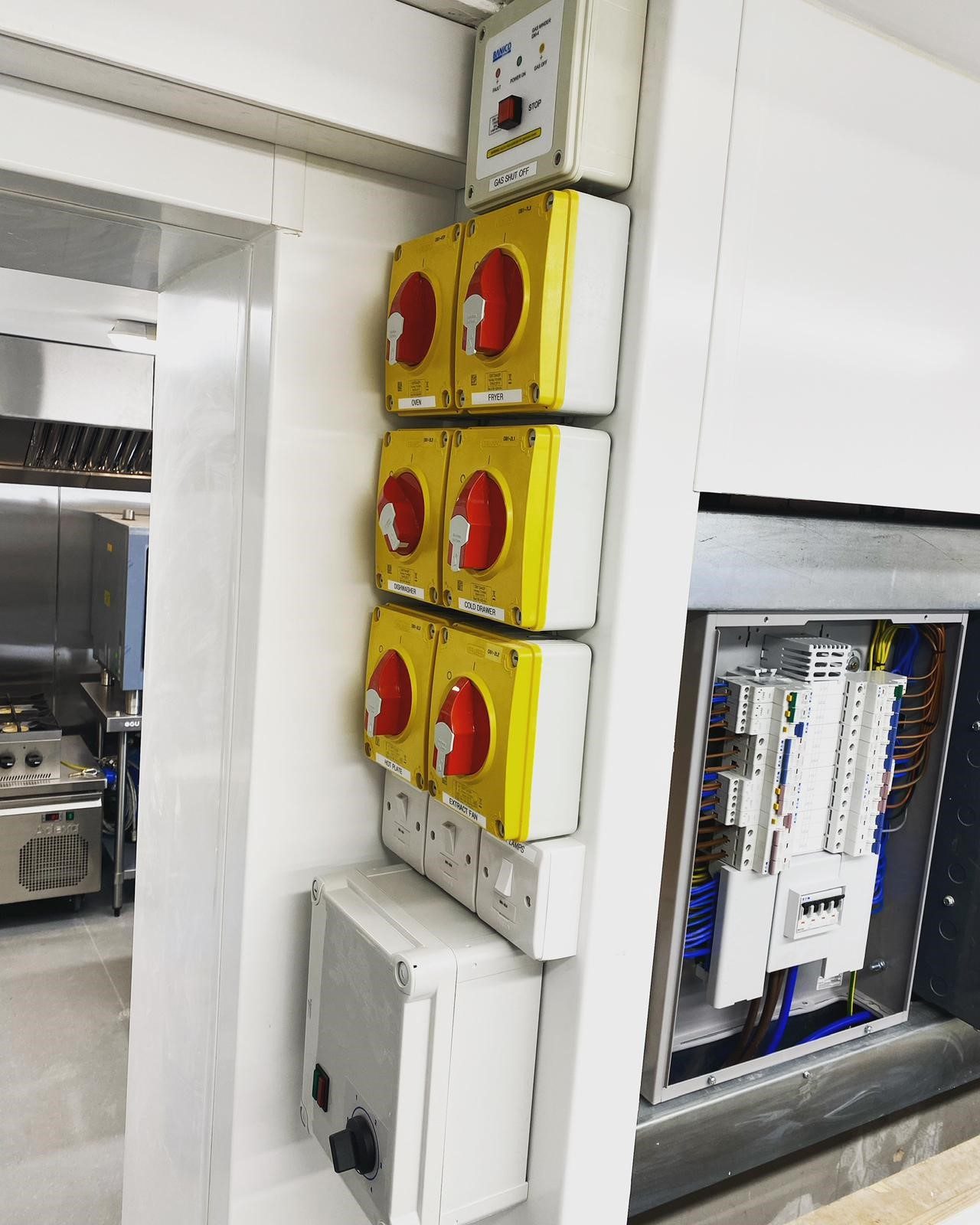 Gas shut-off, equipment isolators and consumer unit
